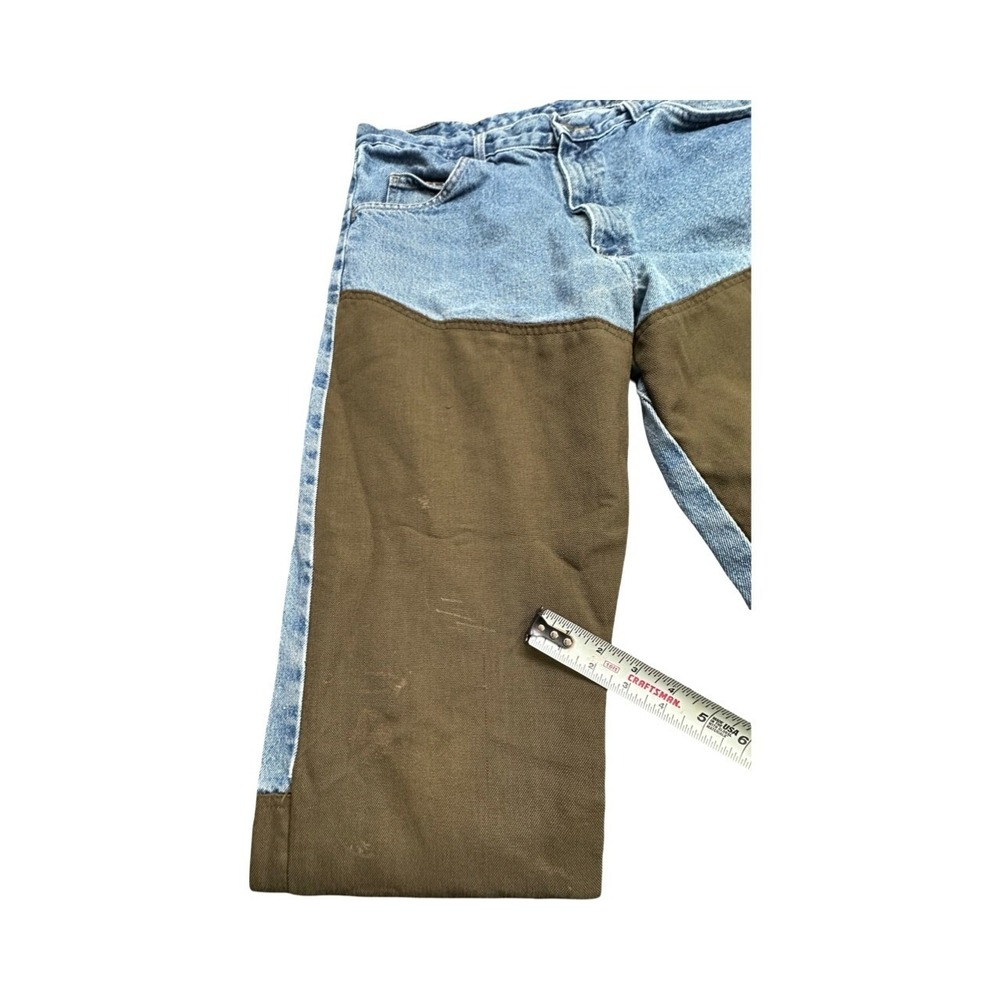 Wrangler Jeans Mens 32x30 Blue Brown Pro Gear Hunting Brush Guard Straight Leg - Picture 10 of 12